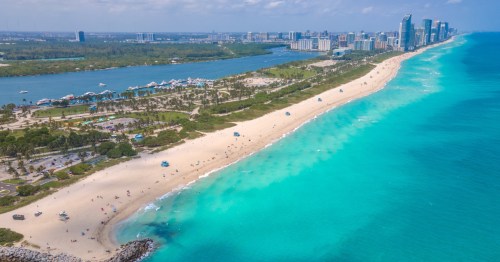 Aerial view of Haulover Beach, Florida