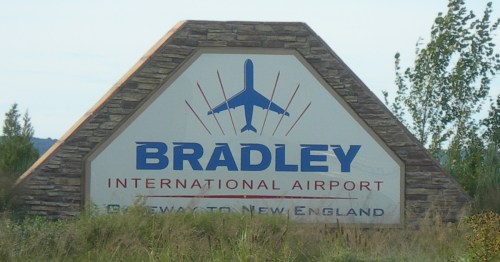 entrance sign for bradle international airport (BDL) near hartford connecticut