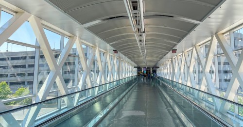 a walking bridge at boston logan international airport (BOS) in Massachusetts