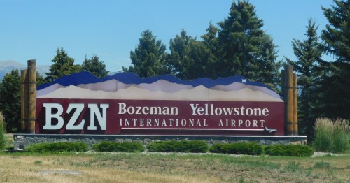 entrance sign to the Bozeman Yellowstone International Airport (BZN) in Montana