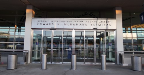 entrance to Detroit Metropolitan Wayne County Airport (DTW) in Detroit Michigan