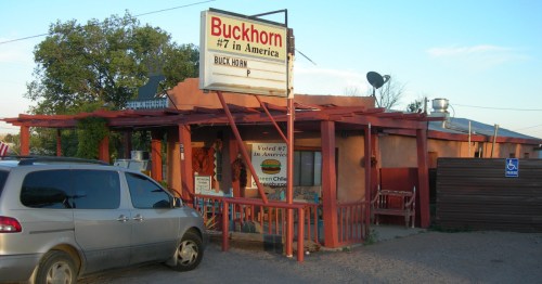 exterior of the tiny buckhorn tavern located in san antonio new mexico