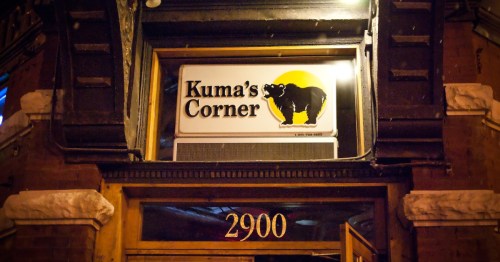 exterior signage for kuma's corner in chicago illinois