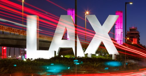 the three-letter airport code at the entrance to LAX, Los Angeles International Airport in California