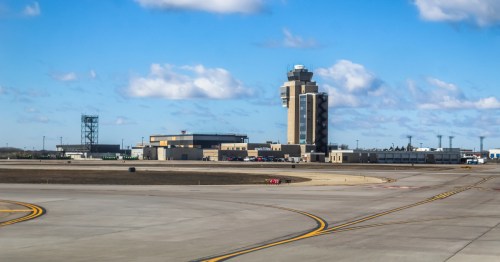 air traffic control tower and tarmac at Minneapolis-Saint Paul International Airport (MSP) in Minnesota
