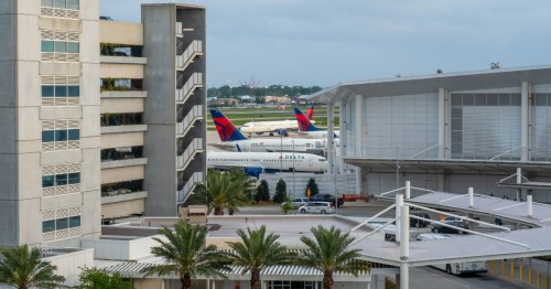 view of delta planes at Louis Armstrong New Orleans International Airport (MSY) in Louisiana