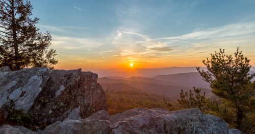 A vibrant sunset over the Shenandoah Valley in Virginia.
