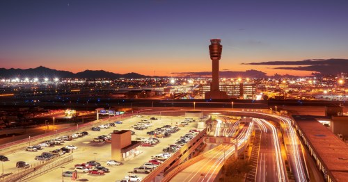 night shot of phoenix sky harbor international airpport (PHX) in Arizona